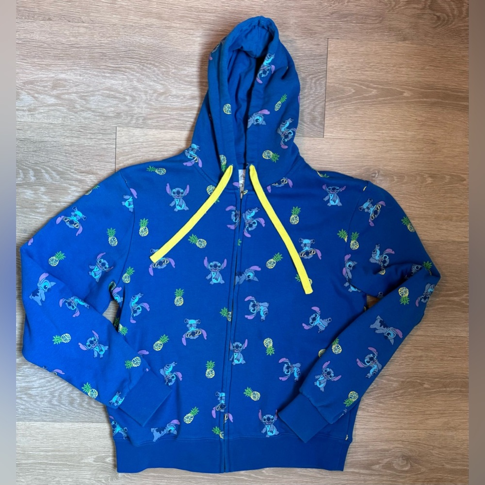 RARE Disney Parks Stitch Zip-Up Pineapple Hoodie Adult Extra Small Lilo & Stitch